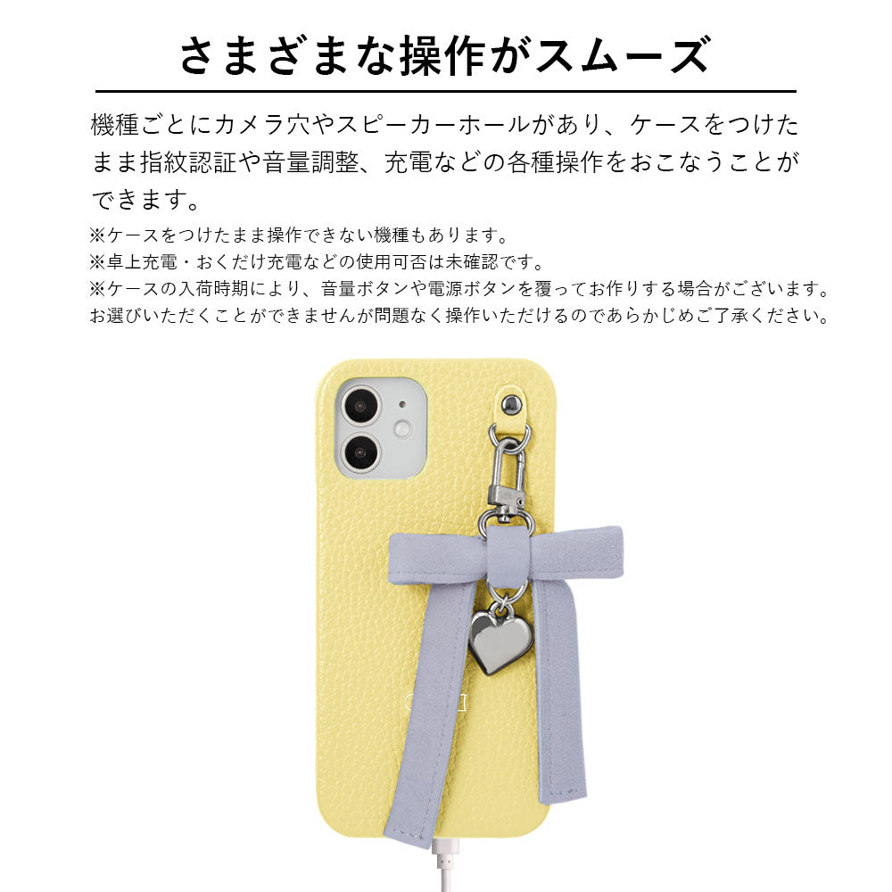 Genuine leather 32 colors Italian shrink leather heart ribbon charm back case iPhone series