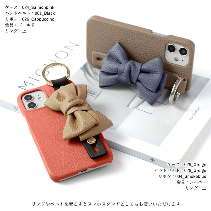 本革 32色 イタリアンシュリンクレザー ダブルリボン ハンドベルト＆ショルダーストラップ付き 背面ケース Google Pixelシリーズ