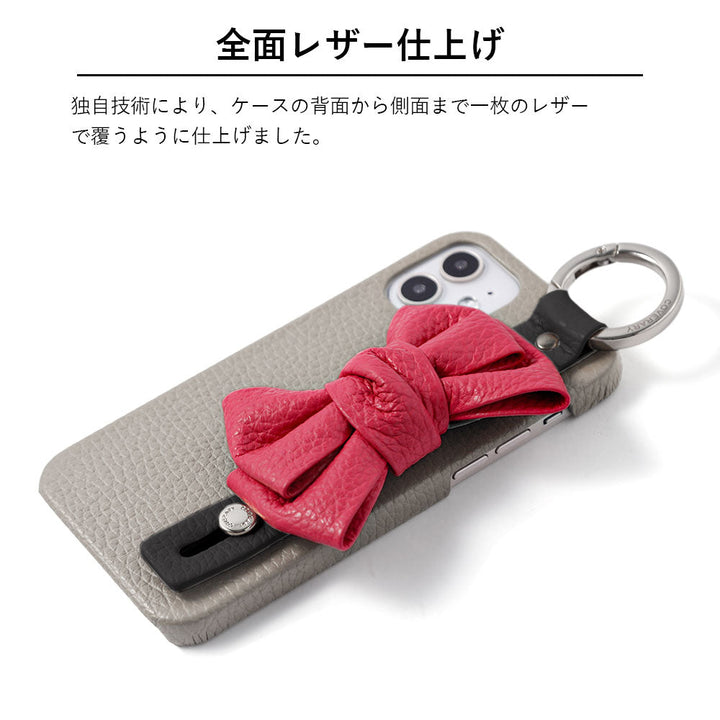 Genuine leather 32 colors Italian shrink leather double ribbon hand belt & shoulder strap attached back case for iPhone series