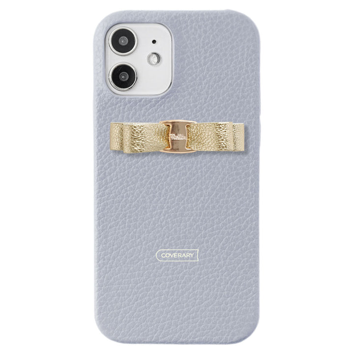 Genuine leather 32 colors Italian shrink leather shiny ribbon decoration back case iPhone series