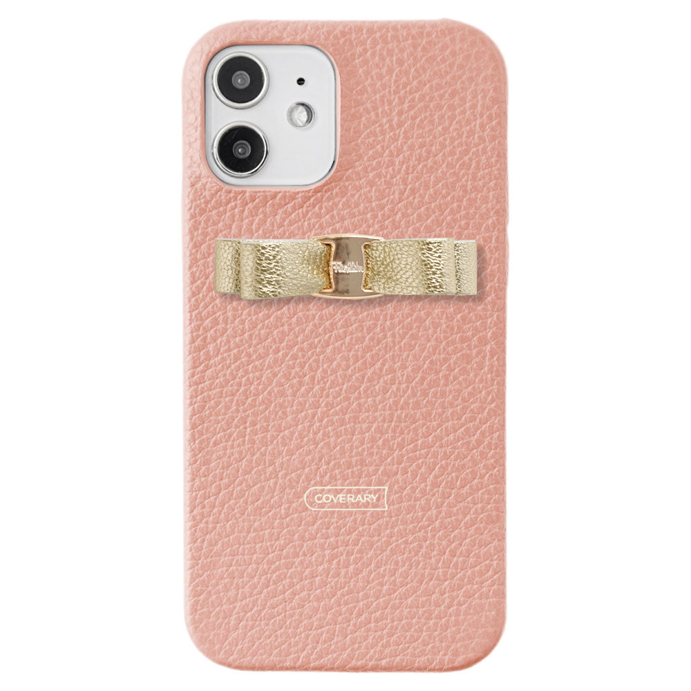 Genuine leather 32 colors Italian shrink leather shiny ribbon decoration back case iPhone series