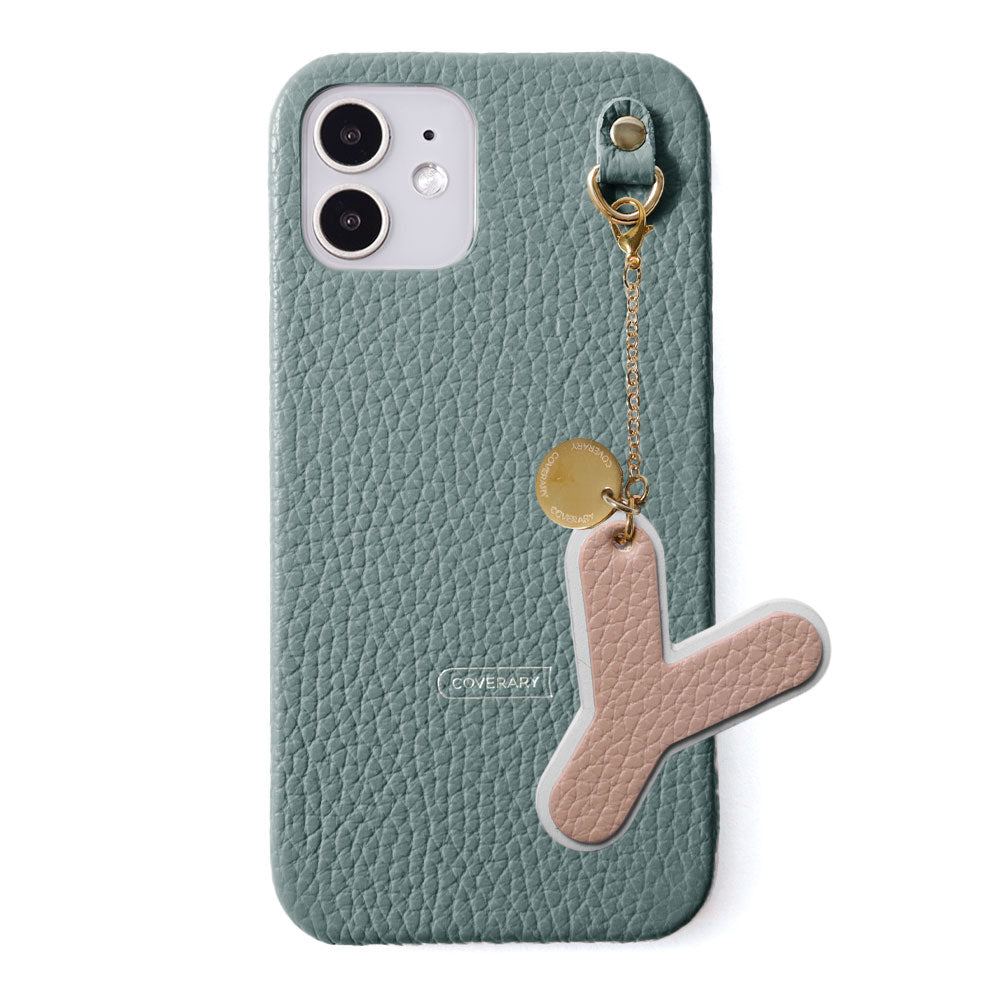 Genuine leather 32 colors Italian shrink leather BIG layer initial charm back case iPhone series