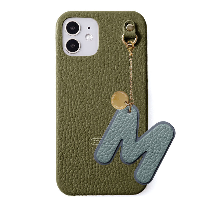 Genuine leather 32 colors Italian shrink leather BIG layer initial charm back case iPhone series