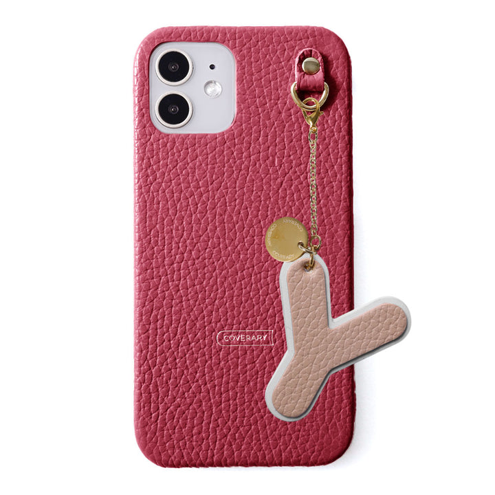 Genuine leather 32 colors Italian shrink leather BIG layer initial charm back case