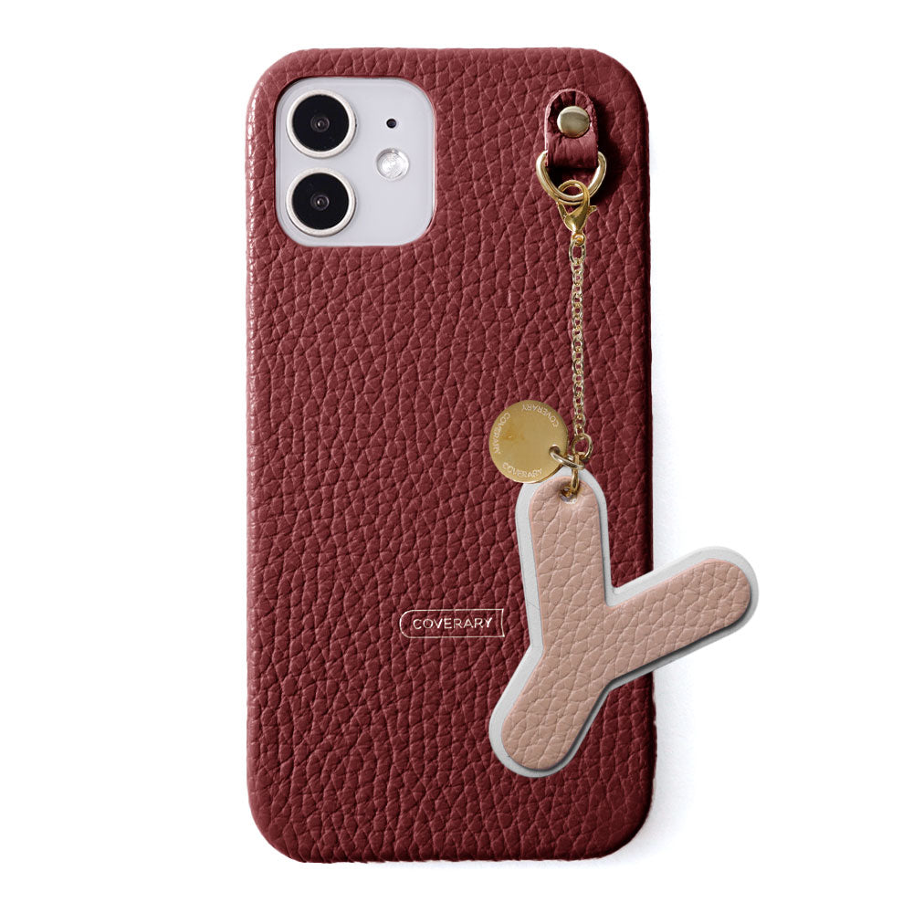 Genuine leather 32 colors Italian shrink leather BIG layer initial charm back case iPhone series