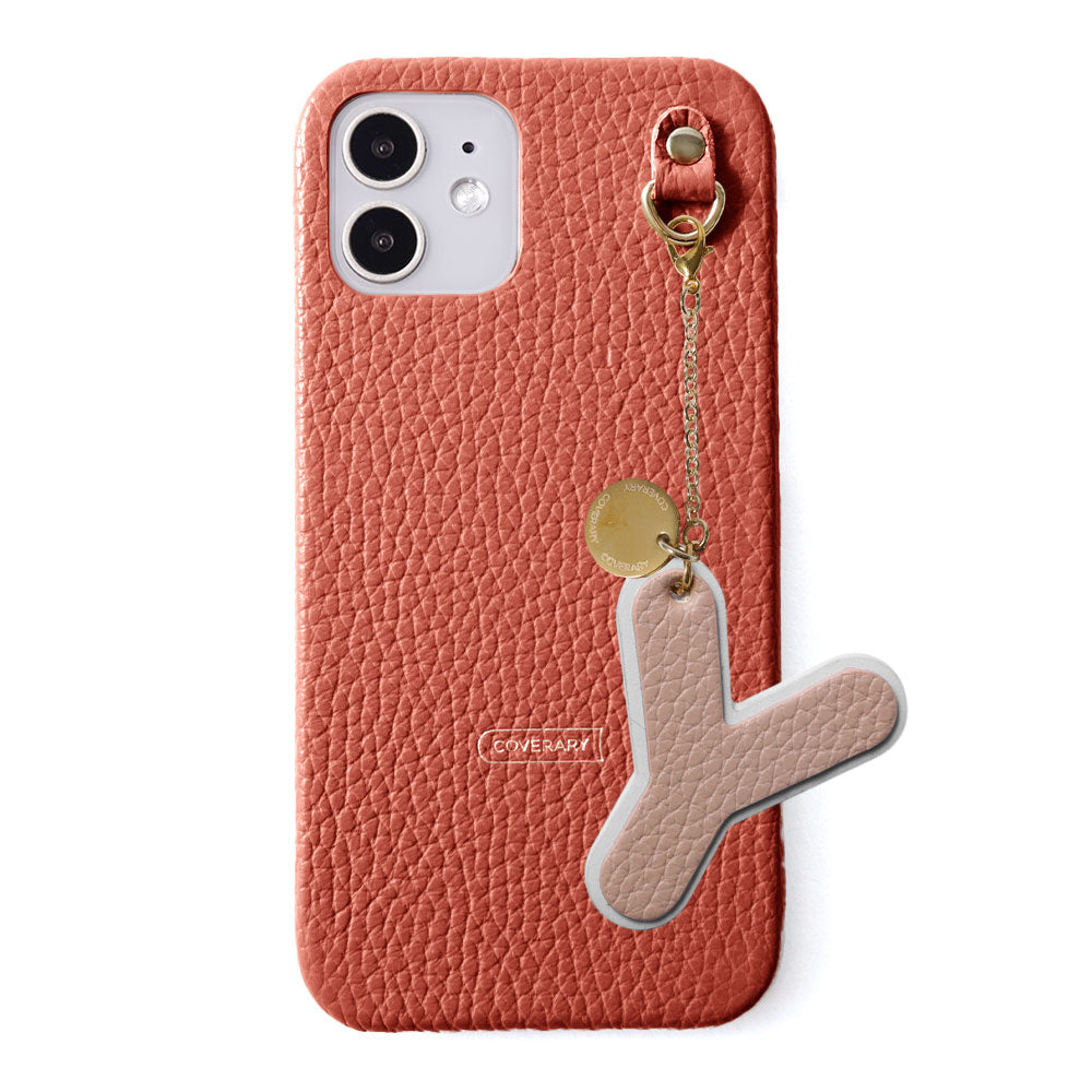 Genuine leather 32 colors Italian shrink leather BIG layer initial charm back case iPhone series