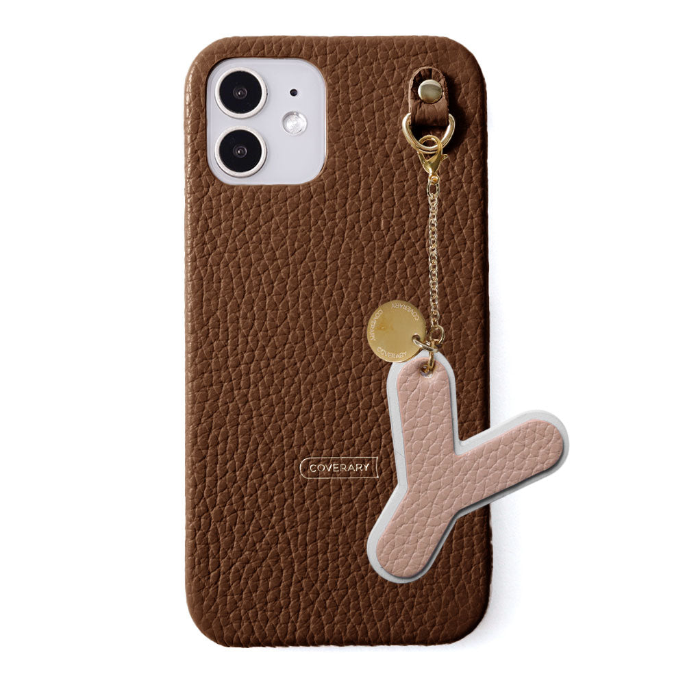 Genuine leather 32 colors Italian shrink leather BIG layer initial charm back case iPhone series
