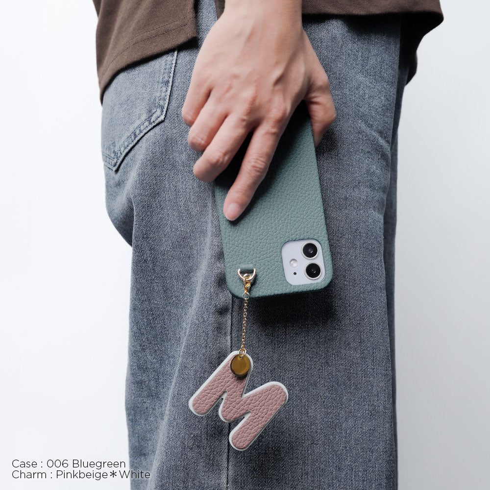 Genuine leather 32 colors Italian shrink leather BIG layer initial charm back case iPhone series