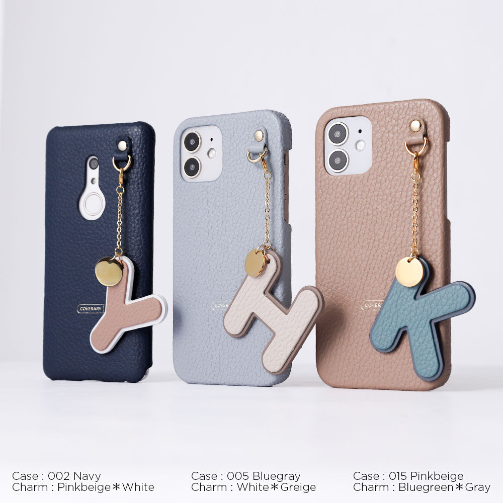 Genuine leather 32 colors Italian shrink leather BIG layer initial charm back case Google Pixel series