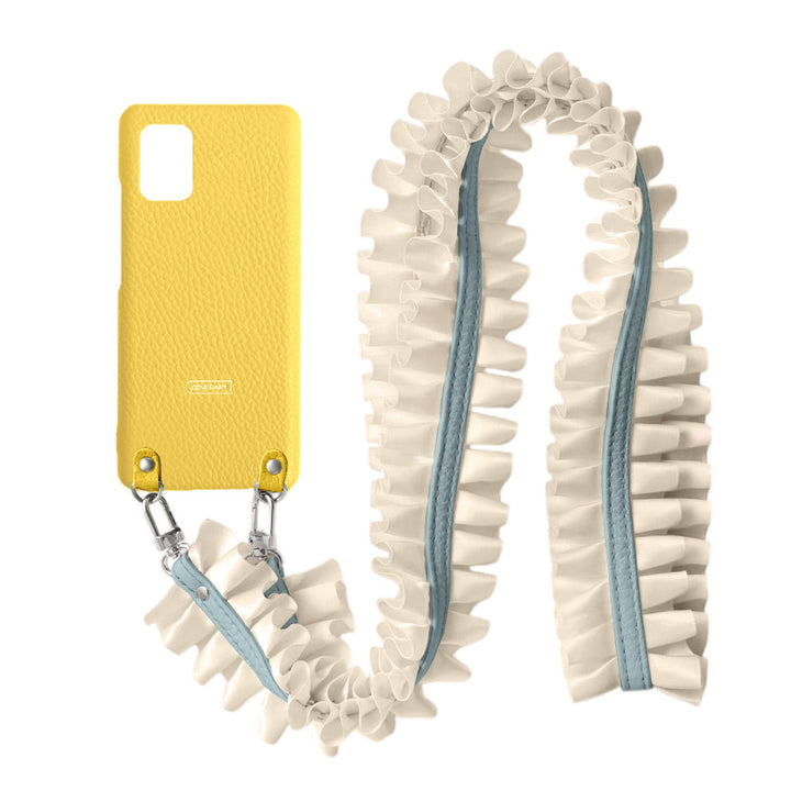 Cuir véritable 32 couleurs cuir italien grainé avec bandoulière à volants satinés coque arrière série Xperia