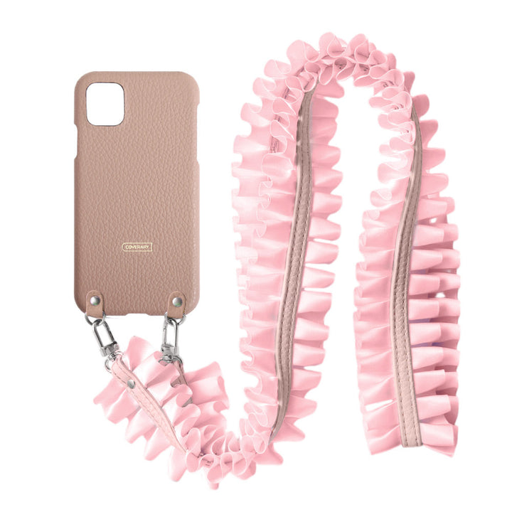 Genuine leather 32 colors Italian shrink leather with satin frill shoulder strap back case AQUOS series