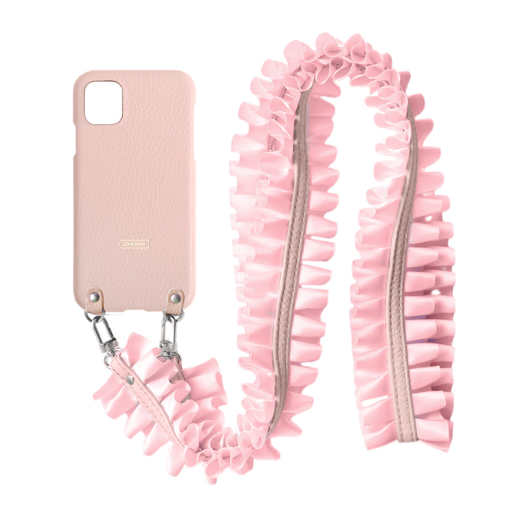 Cuir véritable 32 couleurs cuir italien grainé avec bandoulière à volants satinés coque arrière série Xperia