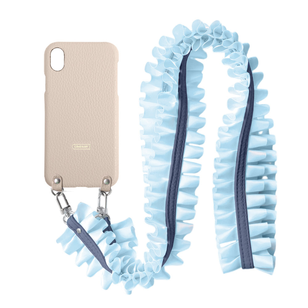 Cuir véritable 32 couleurs cuir italien grainé avec bandoulière à volants satinés coque arrière série Xperia