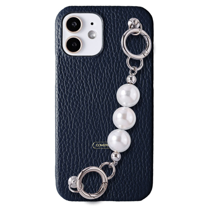 Genuine leather 32 colors Italian shrink leather 3-strand pearl chain attached back case Google Pixel series