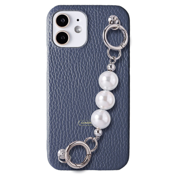 Genuine leather 32 colors Italian shrink leather 3-strand pearl chain attached back case Google Pixel series