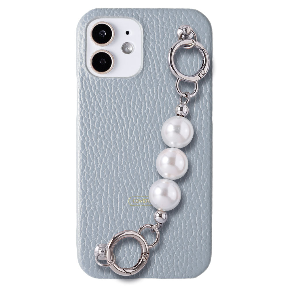 Genuine leather 32 colors Italian shrink leather 3-row pearl chain attached back case Xperia series