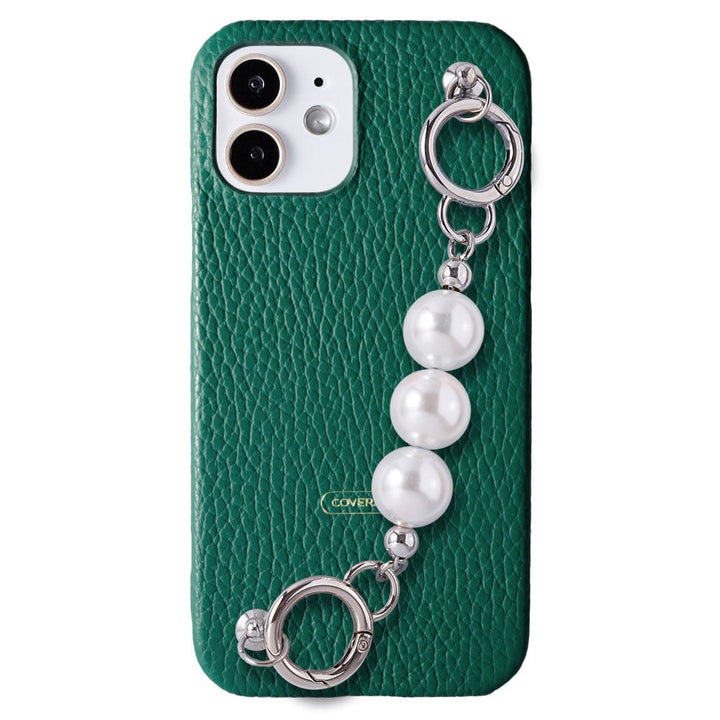 Genuine leather 32 colors Italian shrink leather 3-strand pearl chain attached back case Google Pixel series