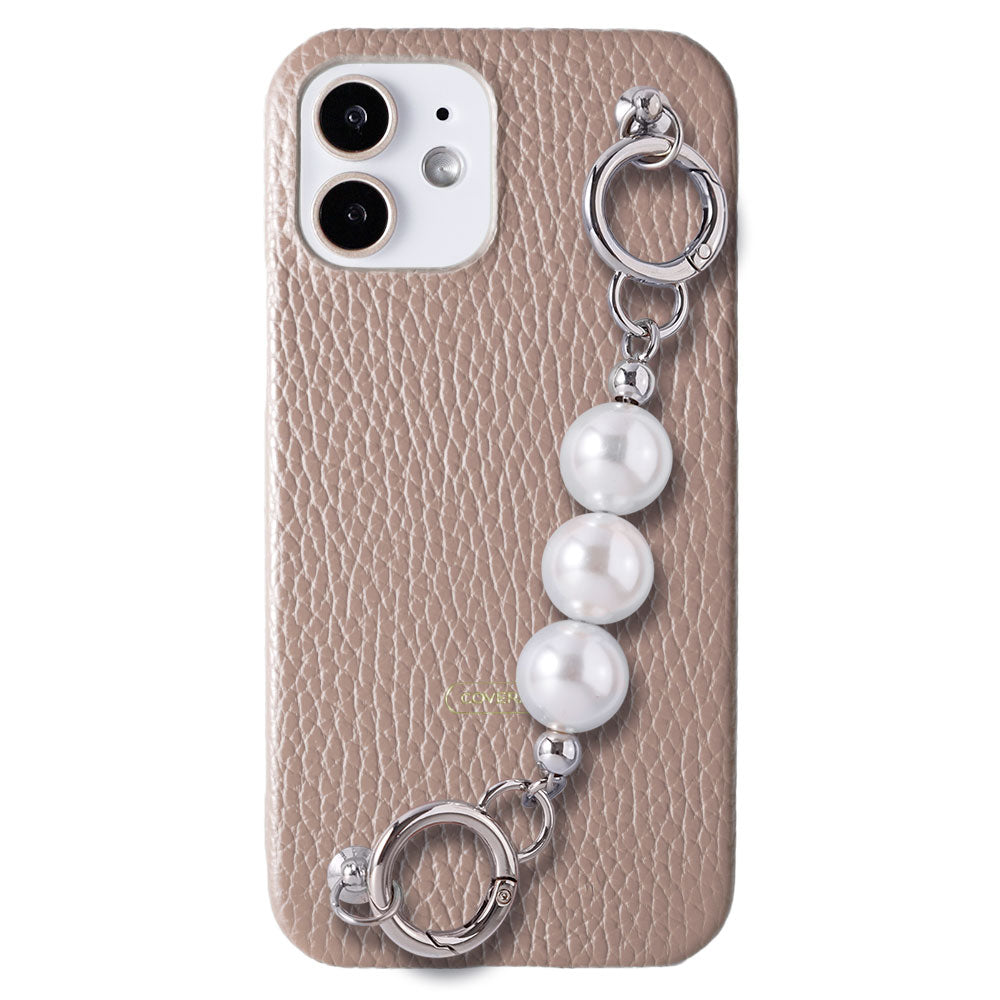 Genuine leather 32 colors Italian shrink leather 3-strand pearl chain attached back case AQUOS series