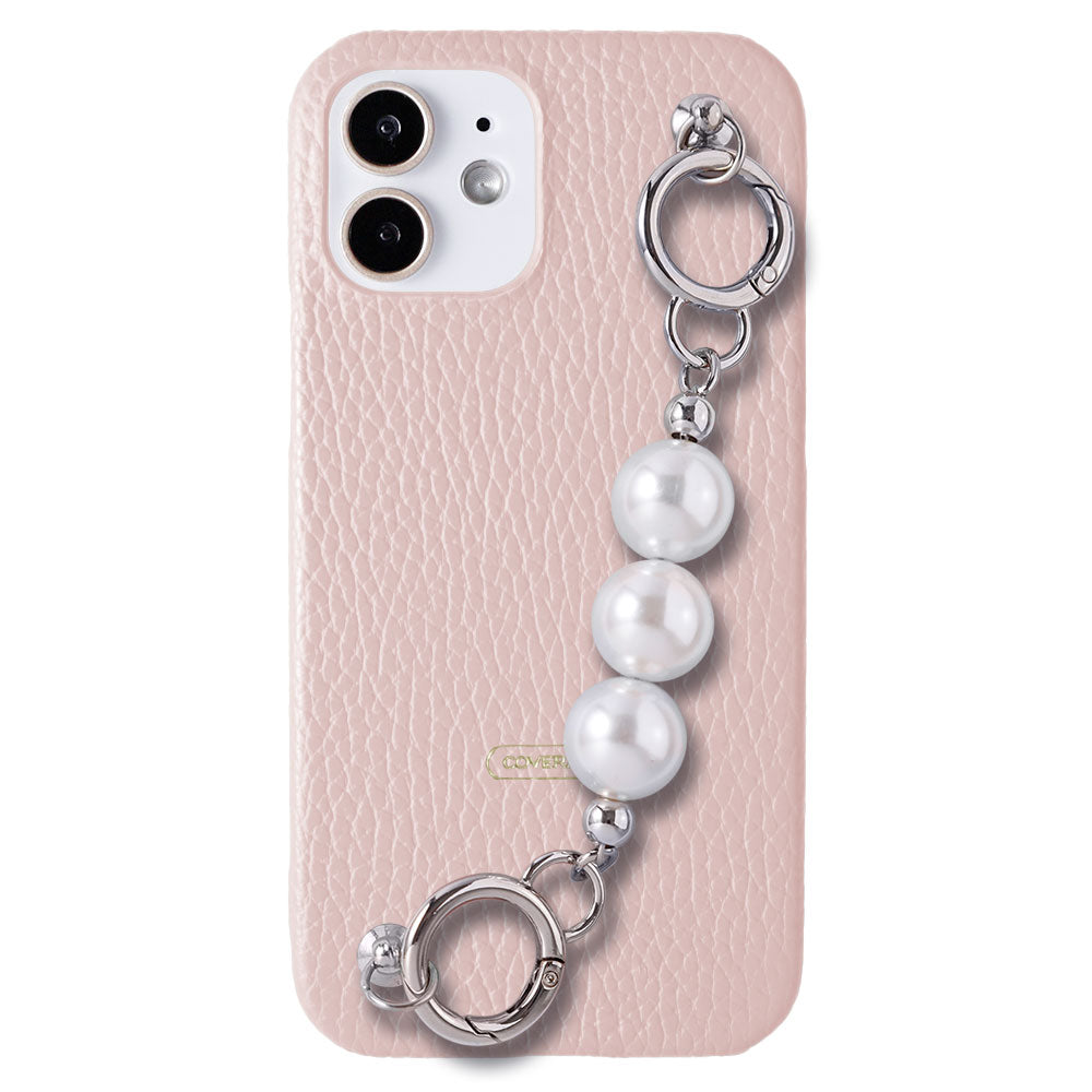 Genuine leather 32 colors Italian shrink leather 3-strand pearl chain attached back case AQUOS series