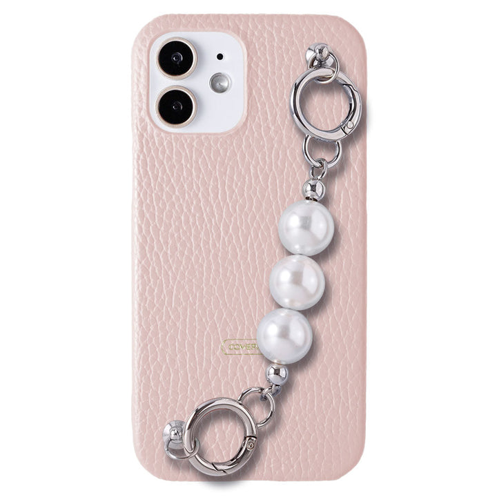 Genuine leather 32 colors Italian shrink leather 3-row pearl chain attached back case Xperia series