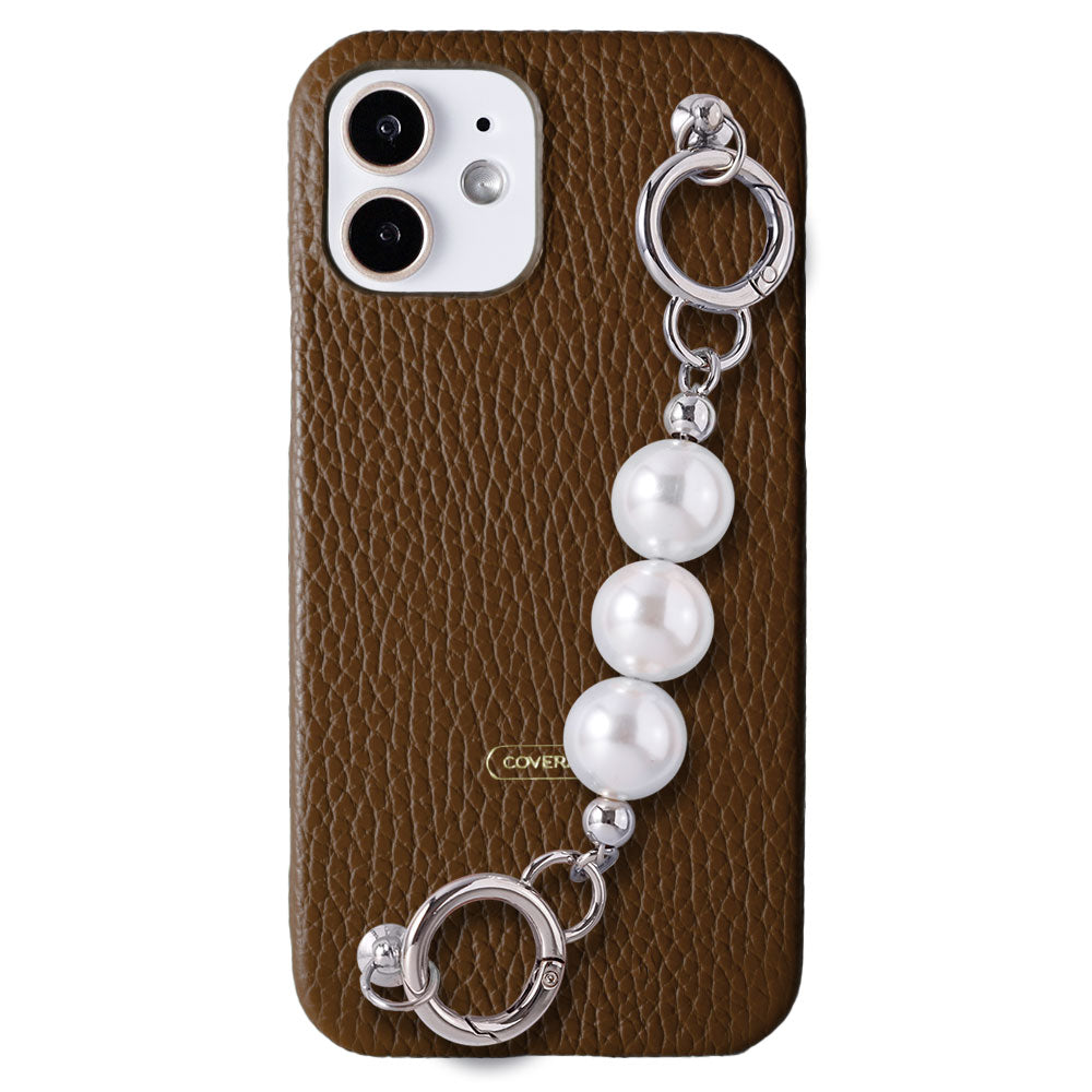 Genuine leather 32 colors Italian shrink leather 3-strand pearl chain attached back case Google Pixel series