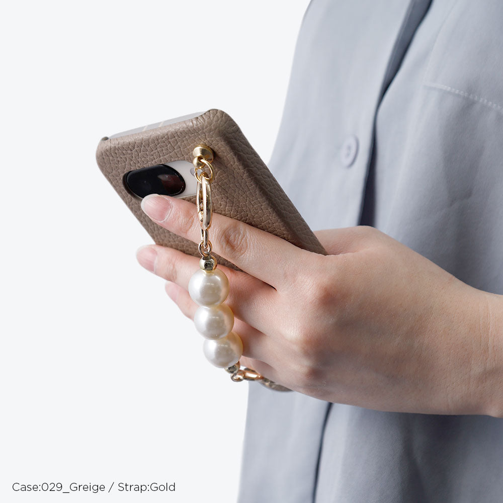 本革 32色 イタリアンシュリンクレザー 3連パールチェーン付き 背面ケース iPhoneシリーズ