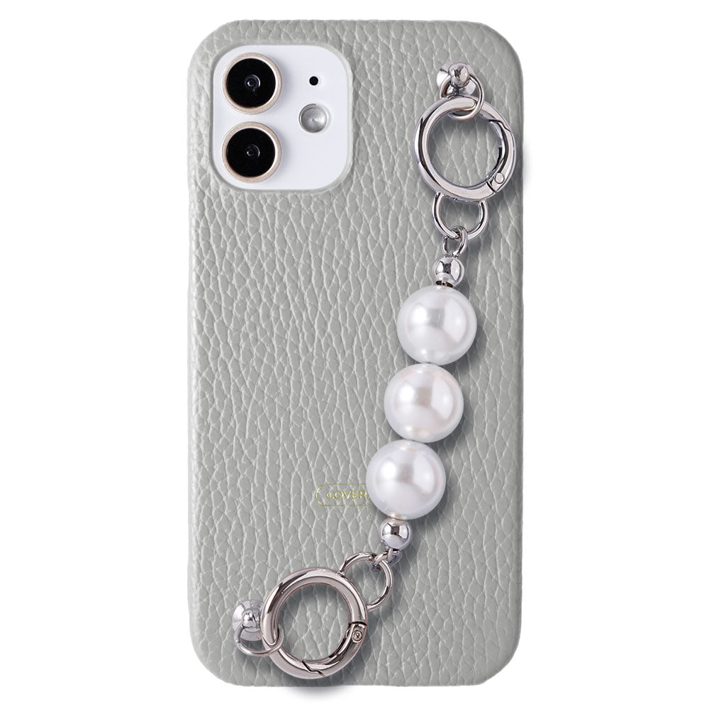 Genuine leather 32 colors Italian shrink leather 3-strand pearl chain attached back case AQUOS series