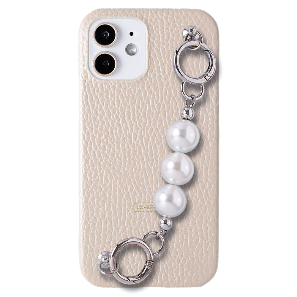 Genuine leather 32 colors Italian shrink leather 3-row pearl chain attached back case Xperia series