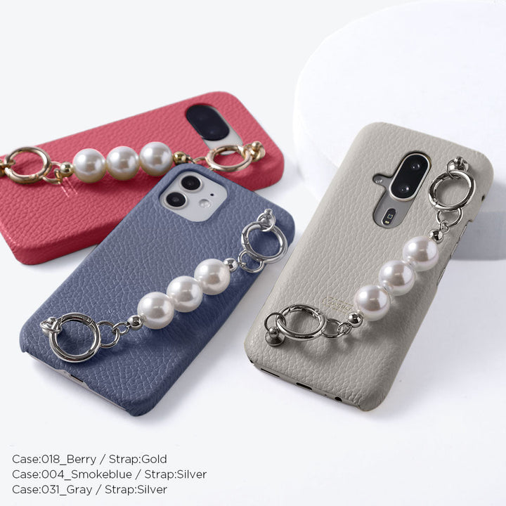 Genuine leather 32 colors Italian shrink leather 3-strand pearl chain attached back case Google Pixel series