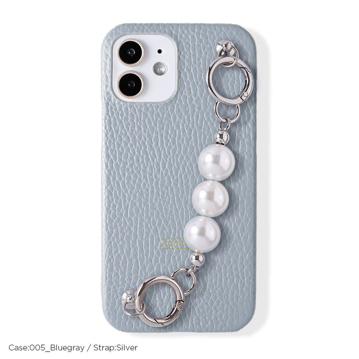 Genuine leather 32 colors Italian shrink leather 3-strand pearl chain attached back case Google Pixel series