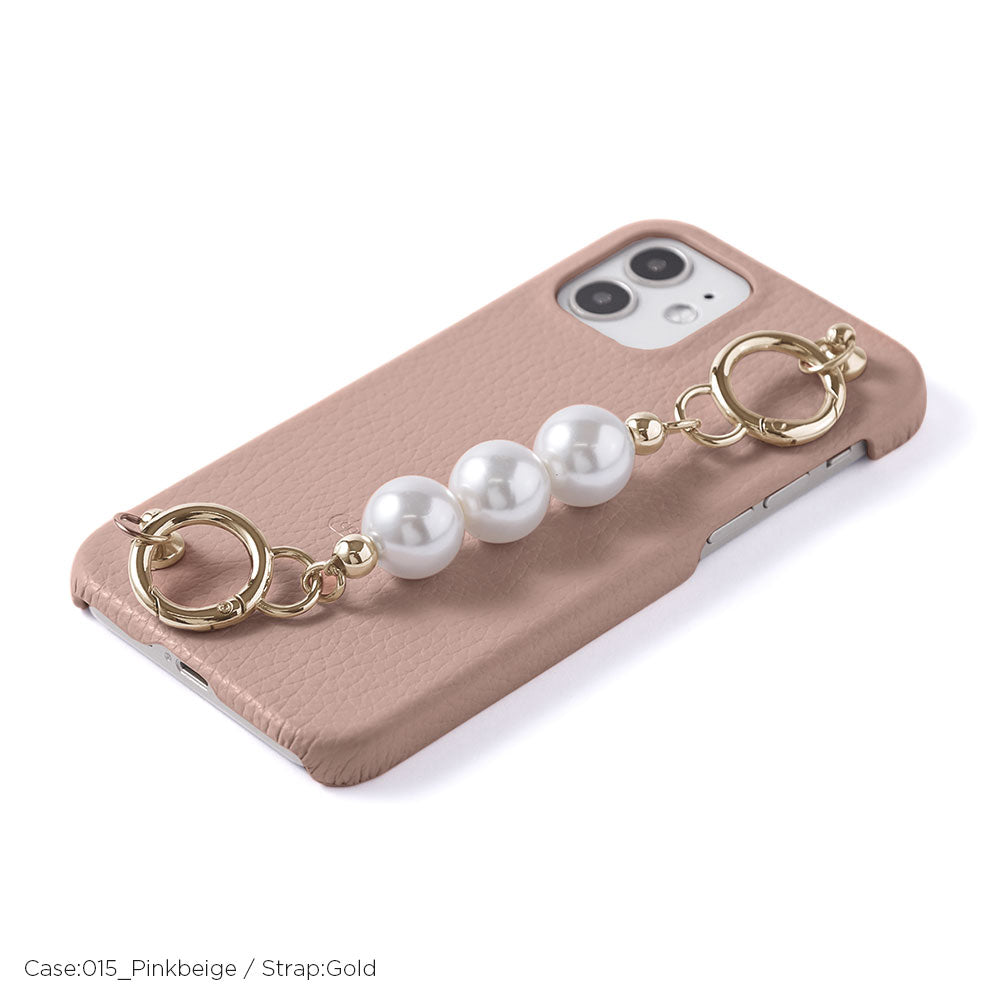 Genuine leather 32 colors Italian shrink leather 3-row pearl chain attached back case Xperia series