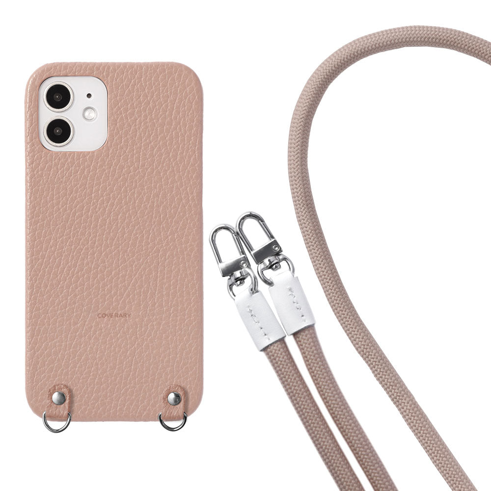 本革 32色 イタリアンシュリンクレザー 8mmロープショルダーストラップ付き 背面ケース iPhoneシリーズ