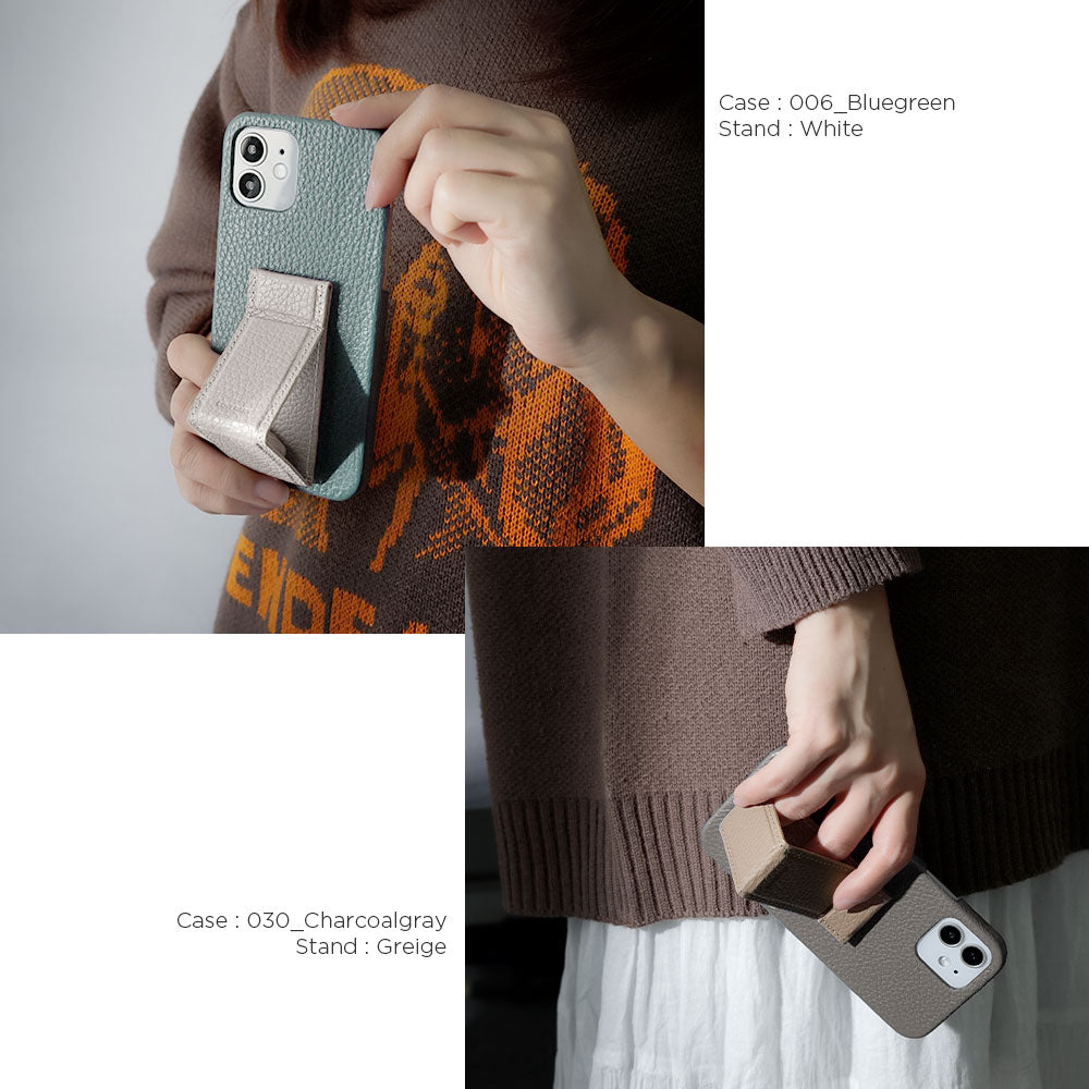 Genuine leather 32 colors Italian shrink leather with stand hand belt back case (adhesive type) AQUOS series