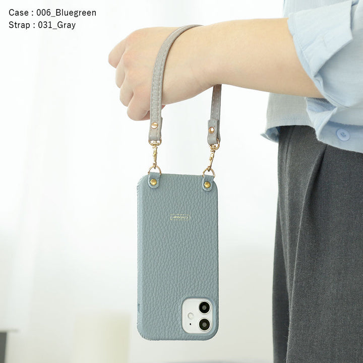 本革 32色 イタリアンシュリンクレザー ショートストラップ付き 背面ケース AQUOSシリーズ