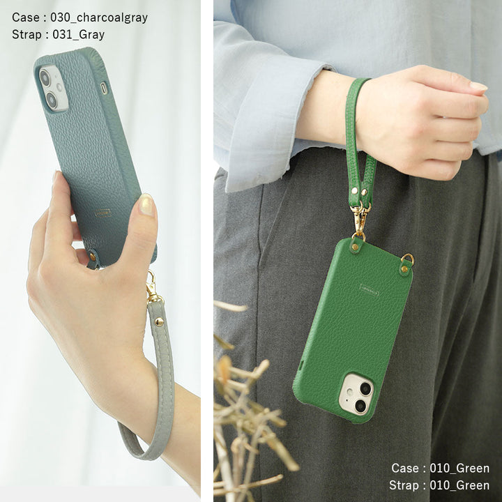 本革 32色 イタリアンシュリンクレザー ショートストラップ付き 背面ケース AQUOSシリーズ