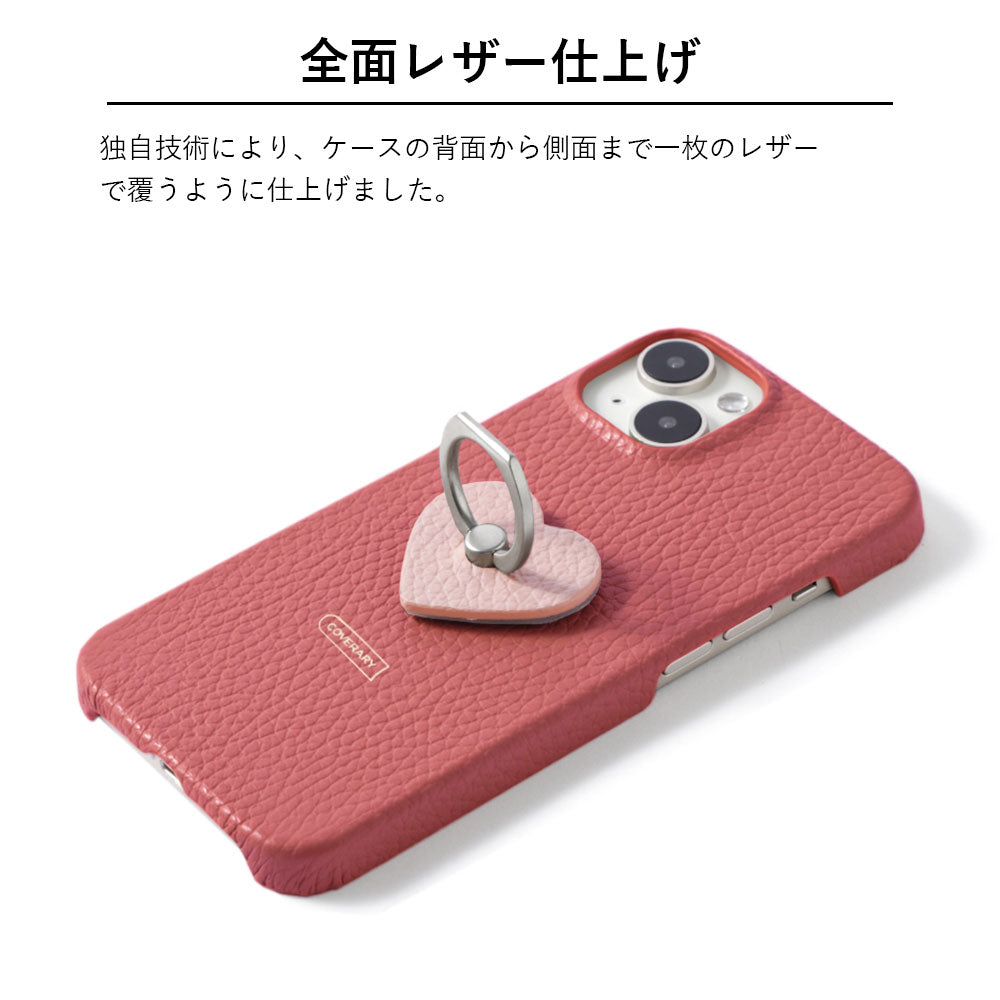 Self-designed smartphone ring back case genuine leather 32 colors Italian shrink leather