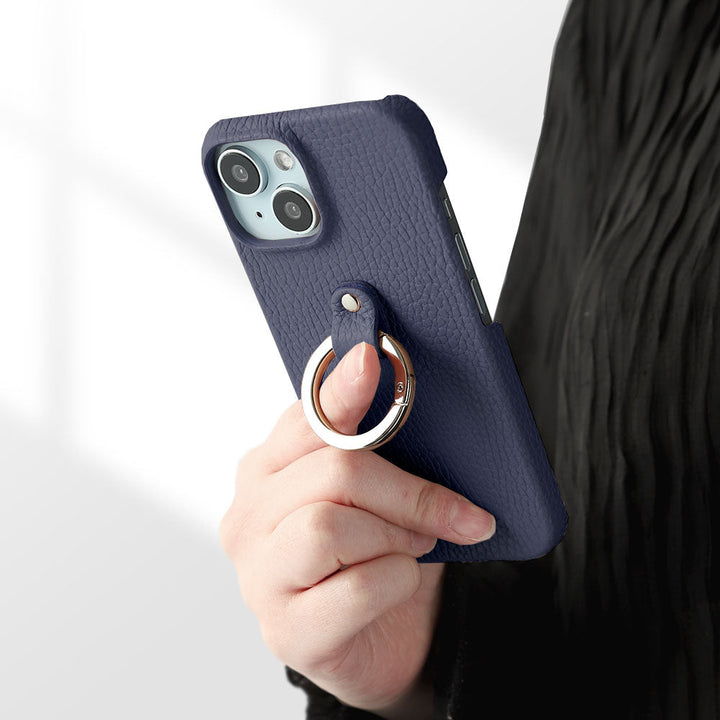 本革 32色 イタリアンシュリンクレザー 一体型スマホリング付き 背面ケース Xperiaシリーズ