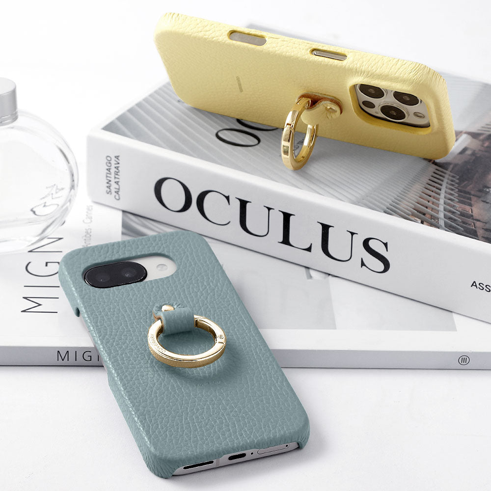 本革 32色 イタリアンシュリンクレザー 一体型スマホリング付き 背面ケース AQUOSシリーズ