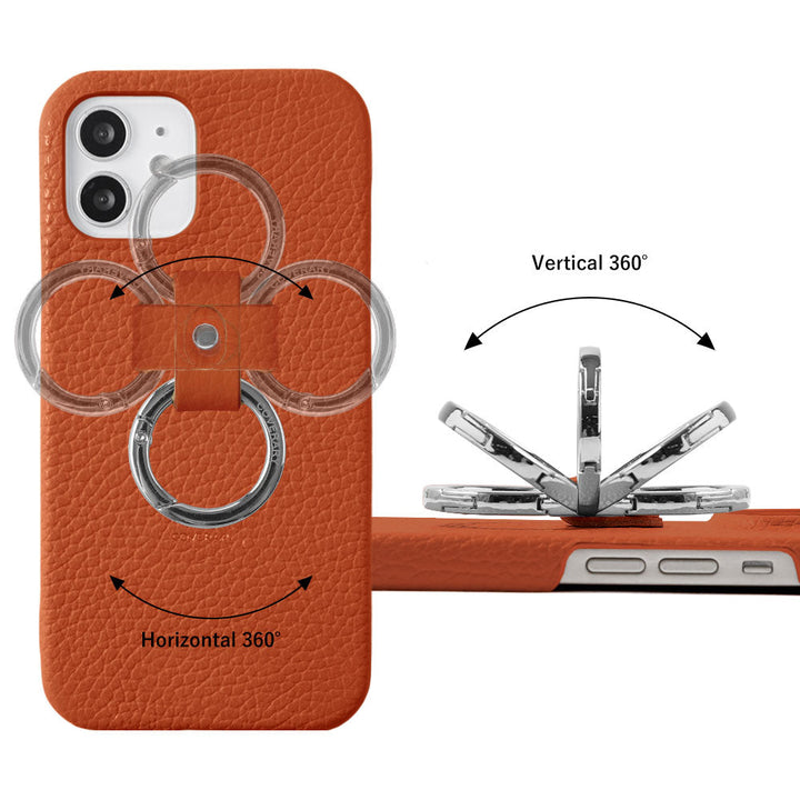 Coque arrière en cuir véritable italien grainé 32 couleurs avec anneau intégré pour téléphone Série Galaxy