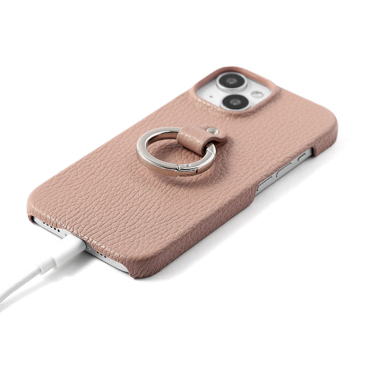 Coque arrière en cuir véritable italien grainé 32 couleurs avec anneau intégré pour téléphone Série Galaxy