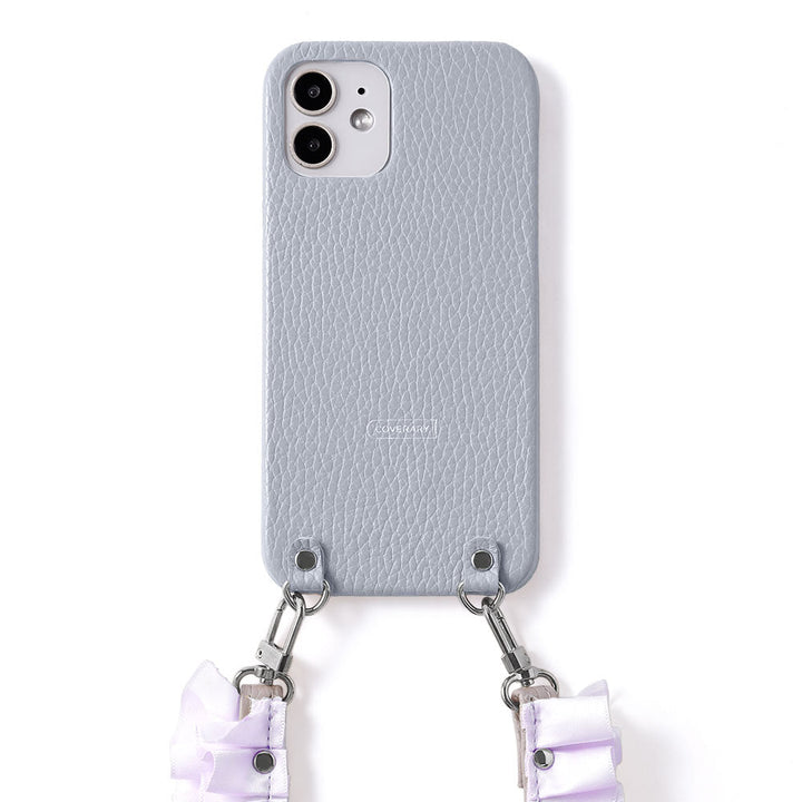 本革 32色 イタリアンシュリンクレザー サテンフリルショートストラップ付き 背面ケース Xperiaシリーズ