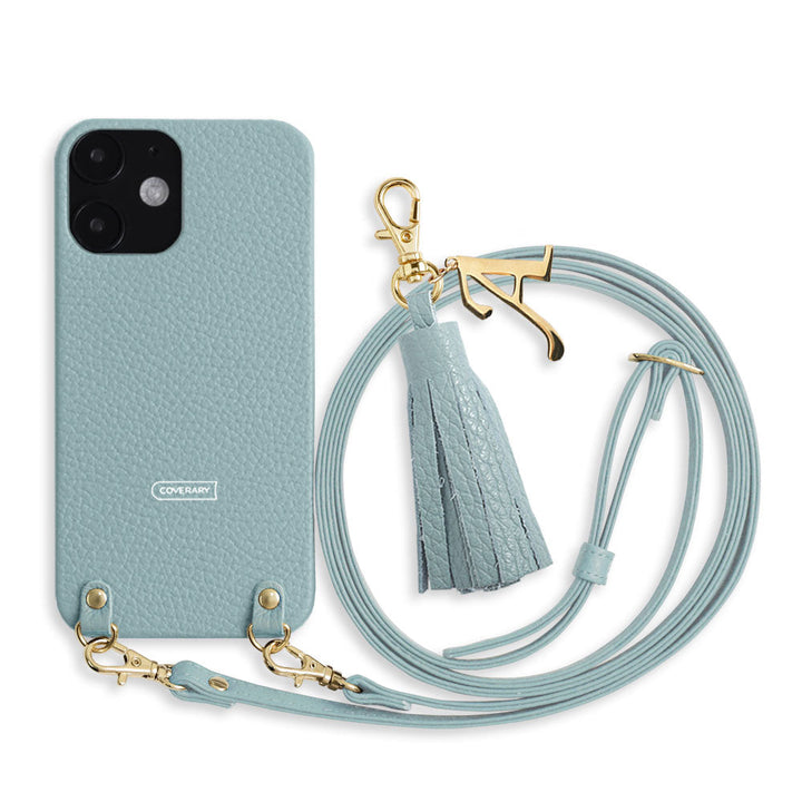 Genuine leather 32 colors Italian shrink leather with shoulder strap Initial tassel charm back case Google Pixel series