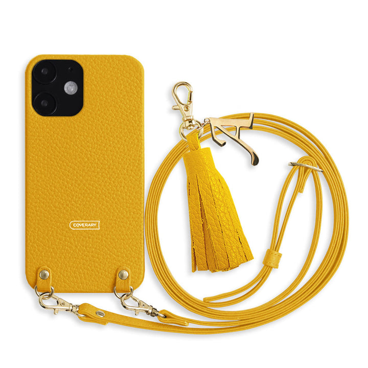 Genuine leather 32 colors Italian shrink leather with shoulder strap Initial tassel charm back case Google Pixel series