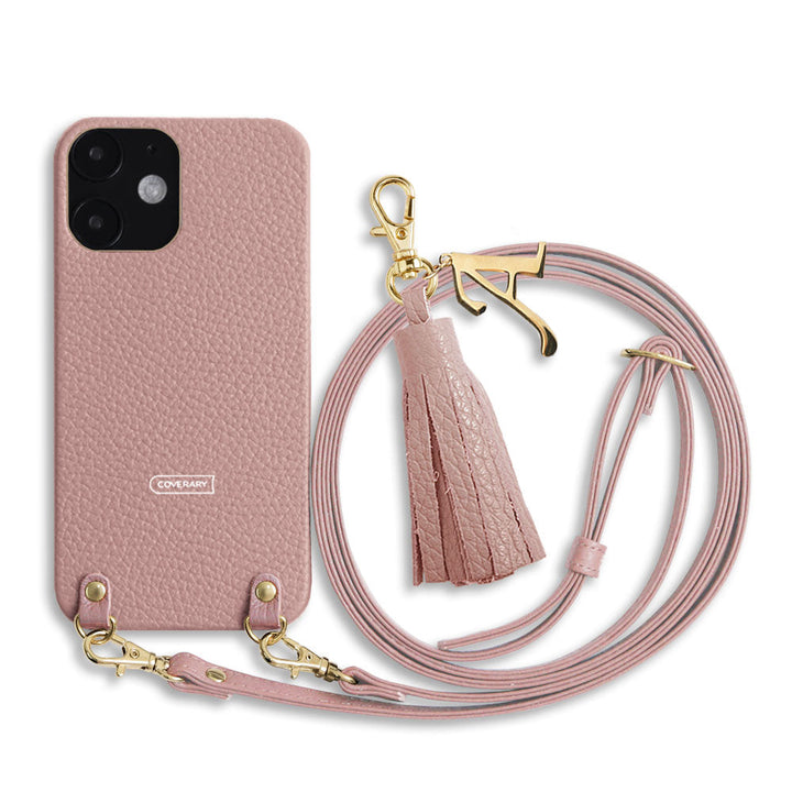 Genuine leather 32 colors Italian shrink leather with shoulder strap Initial tassel charm back case Google Pixel series