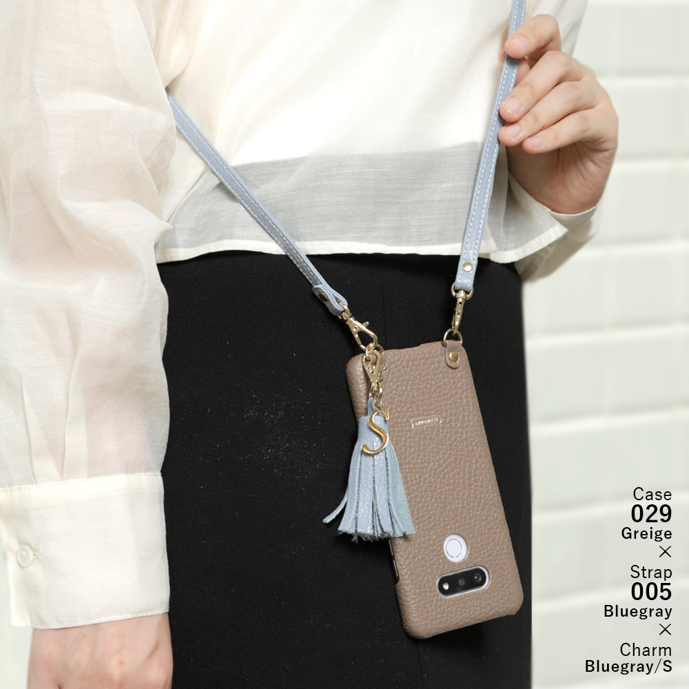 Genuine leather 32 colors Italian shrink leather with shoulder strap Initial tassel charm back case Google Pixel series