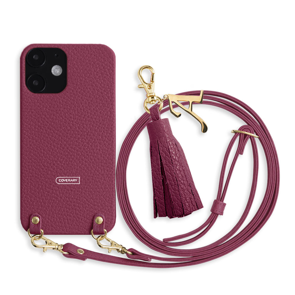 Genuine leather 32 colors Italian shrink leather with shoulder strap Initial tassel charm back case Google Pixel series