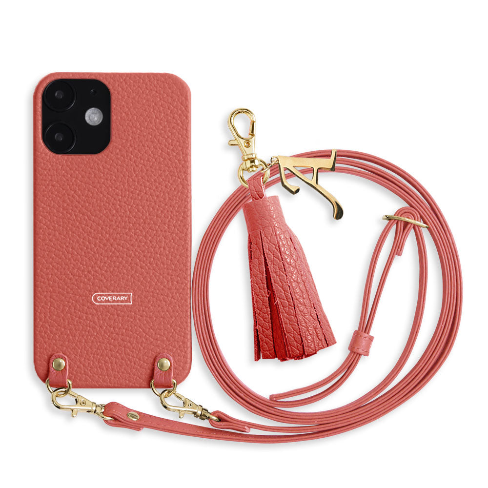Genuine leather 32 colors Italian shrink leather with shoulder strap Initial tassel charm back case Google Pixel series