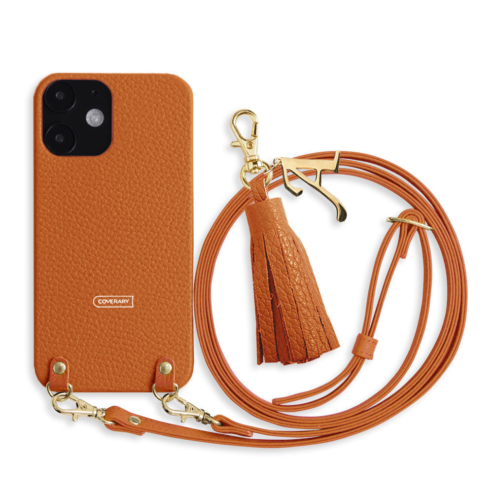Genuine leather 32 colors Italian shrink leather with shoulder strap Initial tassel charm back case Google Pixel series