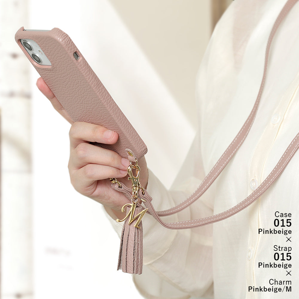 Genuine leather 32 colors Italian shrink leather with shoulder strap Initial tassel charm back case Google Pixel series