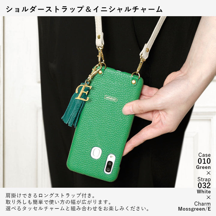 Genuine leather 32 colors Italian shrink leather with shoulder strap Initial tassel charm back case Google Pixel series